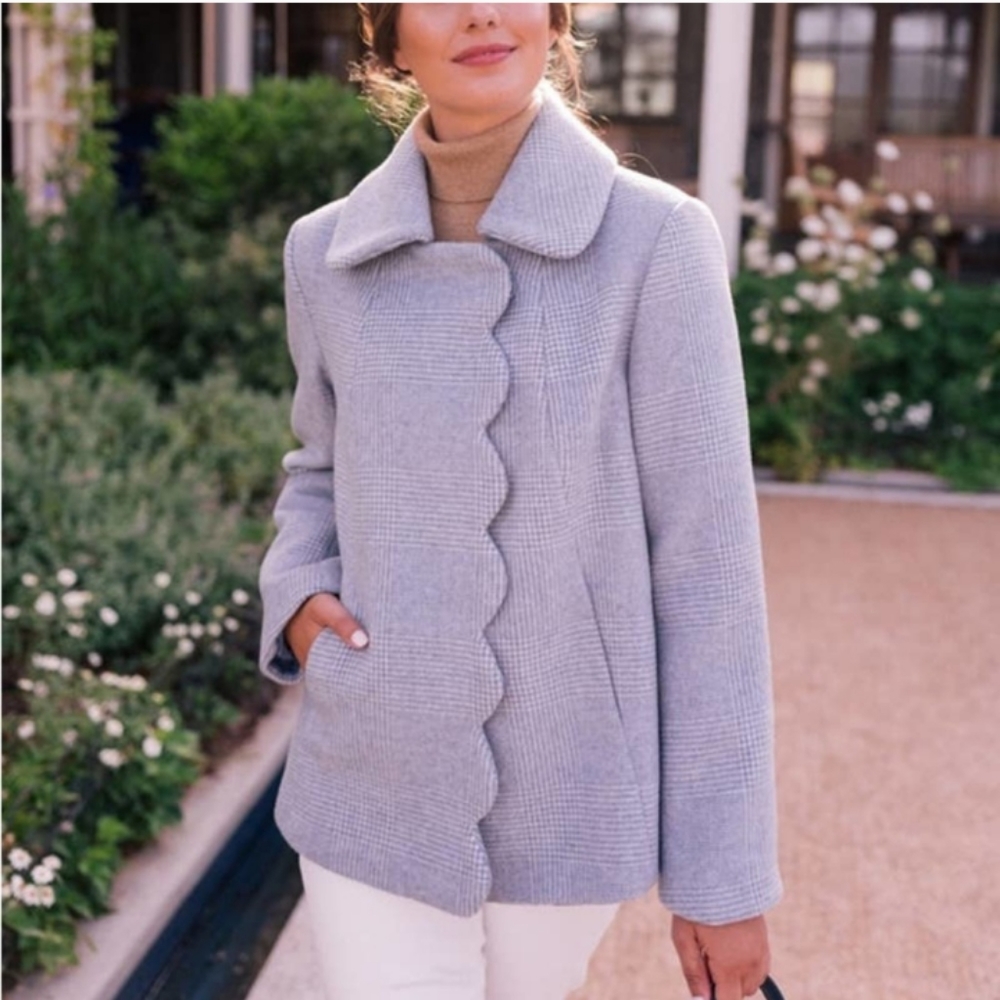 Gal Meets Glam Aubrey Scallop Houndstooth Coat sz XL